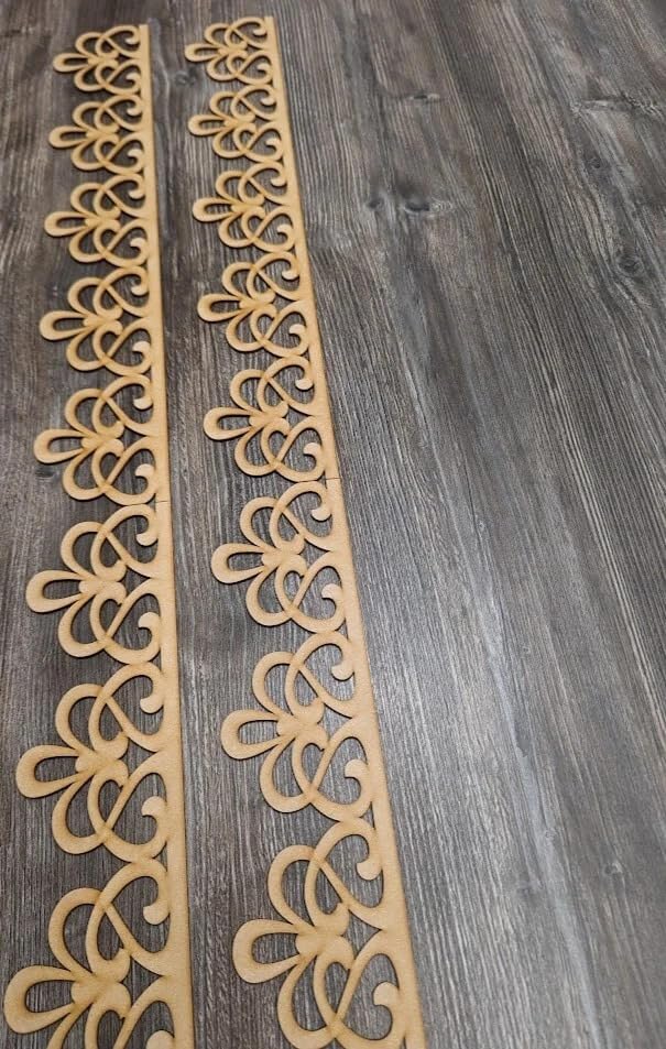 5 Pcs MDF Decorative Wood Border Embellishments – MDF Trim for Wall Decor, Furniture, DIY Crafts, Scrapbooking, and Art Projects (12x4 Inch)